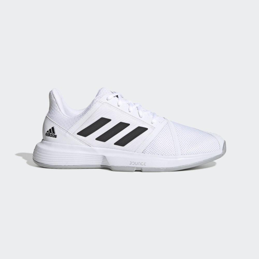 Adidas Men's CourtJam Bounce Tennis Shoes White/Black/Silver Ireland EF2480